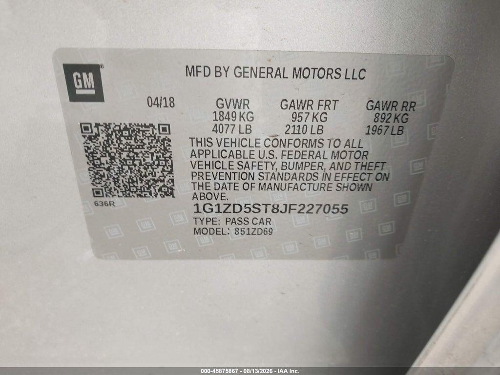 1G1ZD5ST8JF227055 2018 CHEVROLET MALIBU photo no. 9