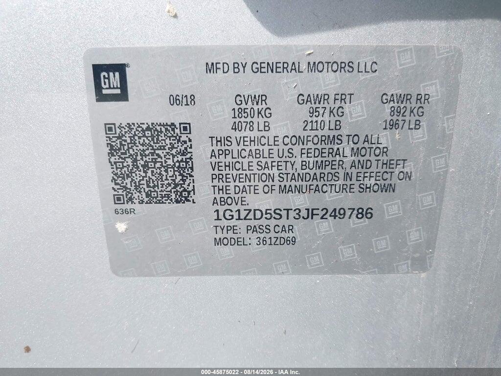 1G1ZD5ST3JF249786 2018 CHEVROLET MALIBU photo no. 9