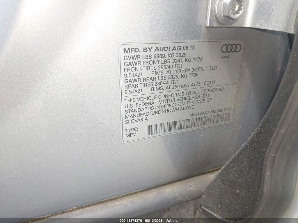 WA1VAAF78JD051702 2018 AUDI Q7 photo no. 9