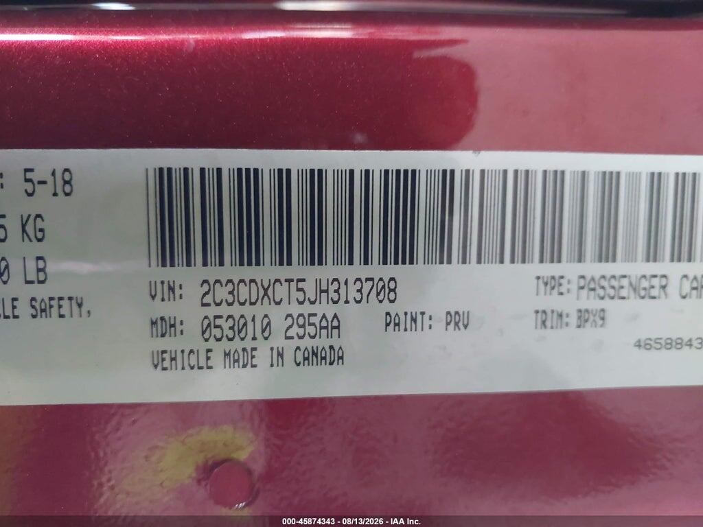2C3CDXCT5JH313708 2018 DODGE CHARGER photo no. 9