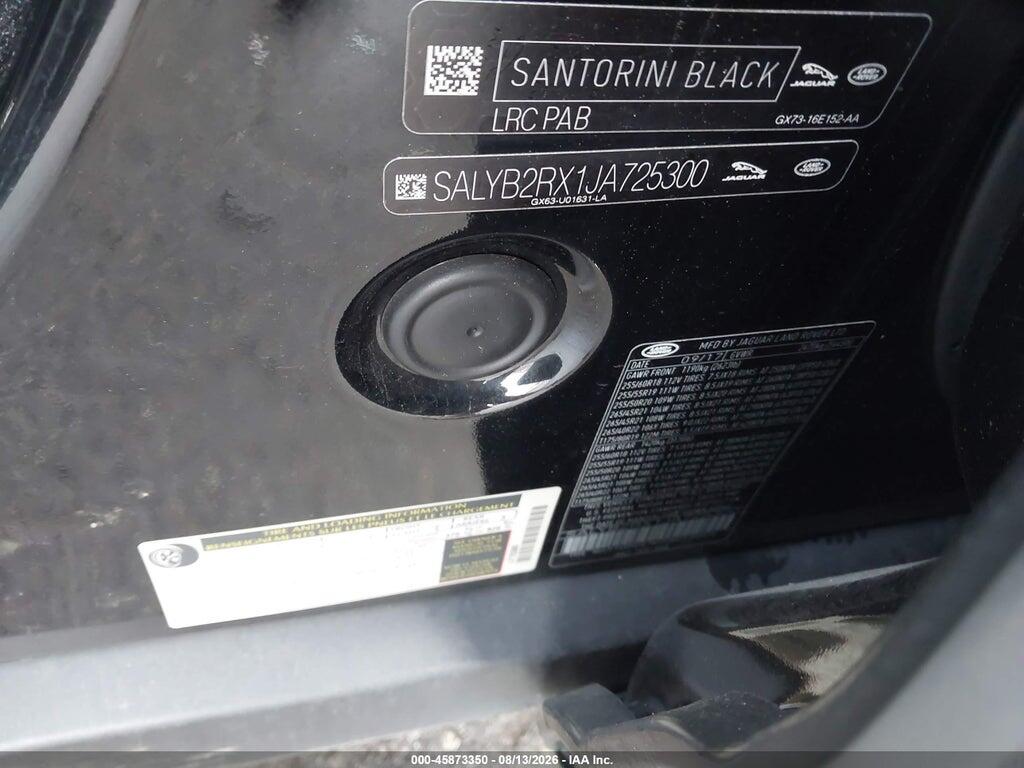SALYB2RX1JA725300 2018 LAND ROVER RANGE ROVER VELAR photo no. 9
