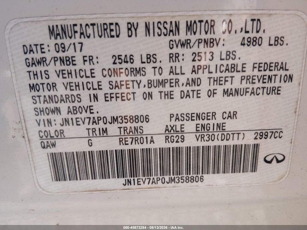 JN1EV7AP0JM358806 2018 INFINITI Q50 photo no. 9