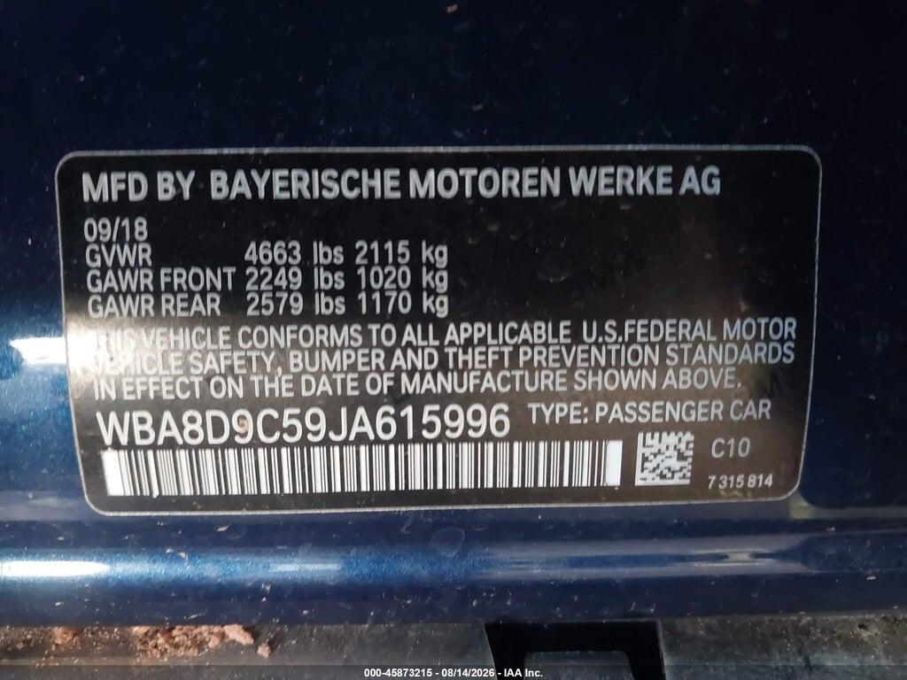 WBA8D9C59JA615996 2018 BMW 330I photo no. 9
