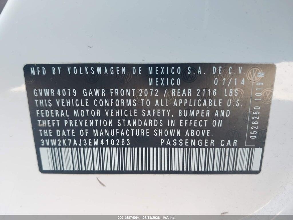 3VW2K7AJ3EM410263 2014 VOLKSWAGEN JETTA photo no. 9