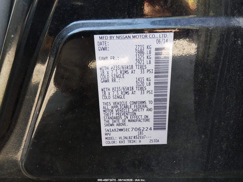 5N1AR2MM5EC706224 2014 NISSAN PATHFINDER photo no. 9