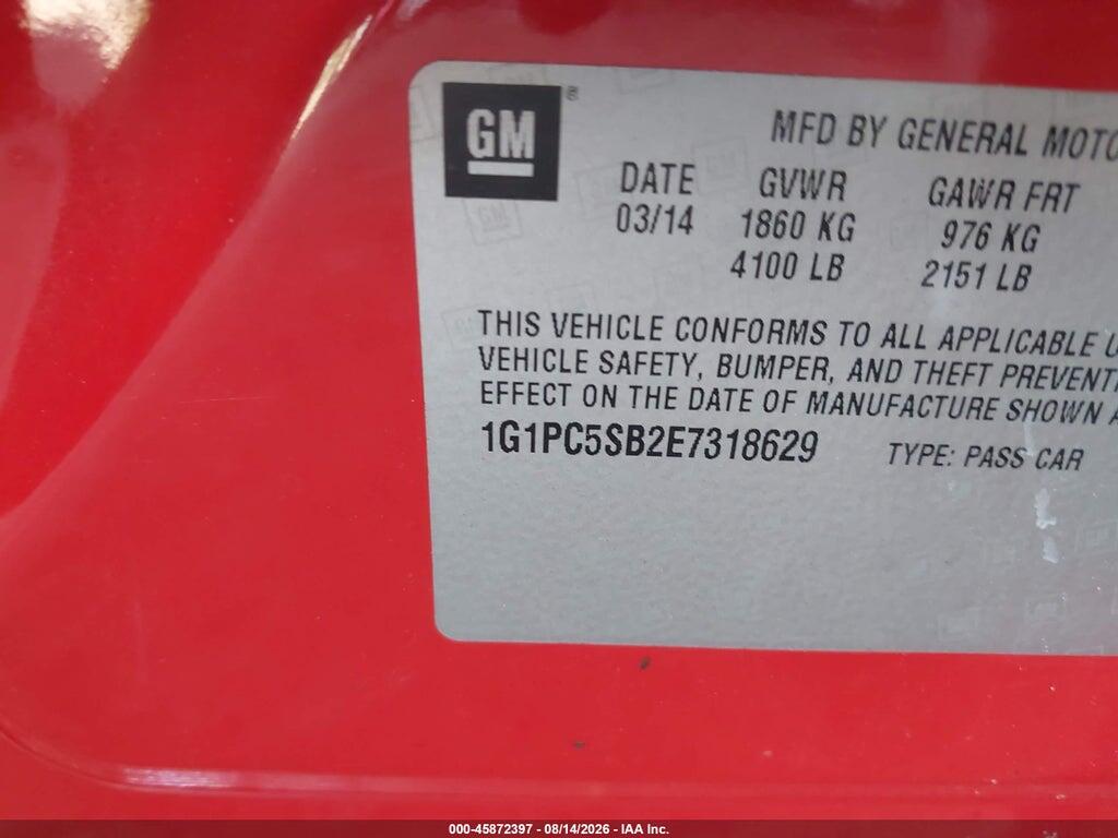 1G1PC5SB2E7318629 2014 CHEVROLET CRUZE photo no. 9