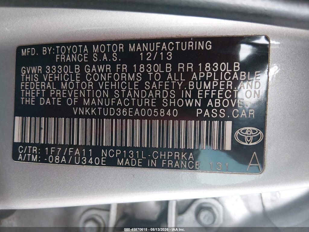 VNKKTUD36EA005840 2014 TOYOTA YARIS photo no. 9