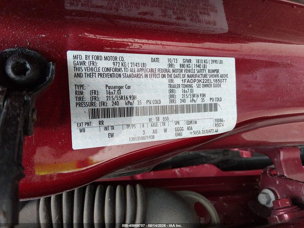 1FADP3K22EL185077 2014 FORD FOCUS photo no. 9