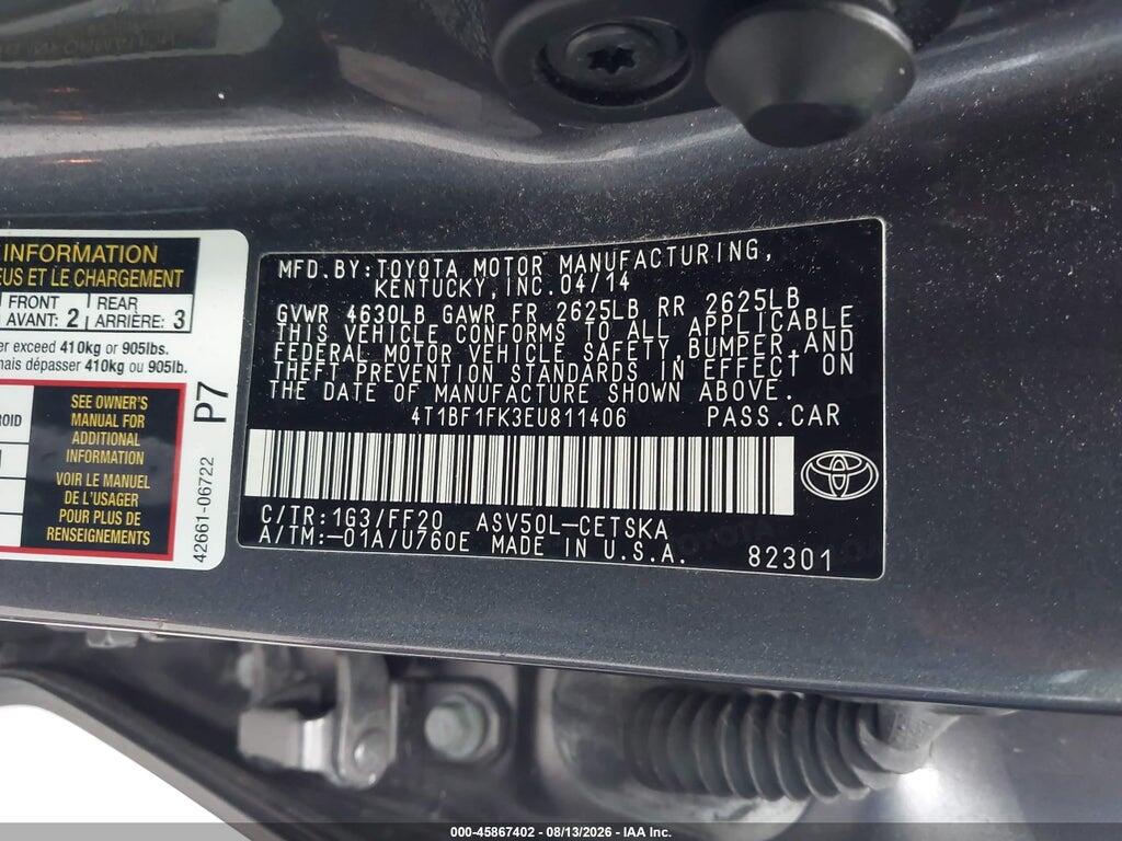 4T1BF1FK3EU811406 2014 TOYOTA CAMRY photo no. 9