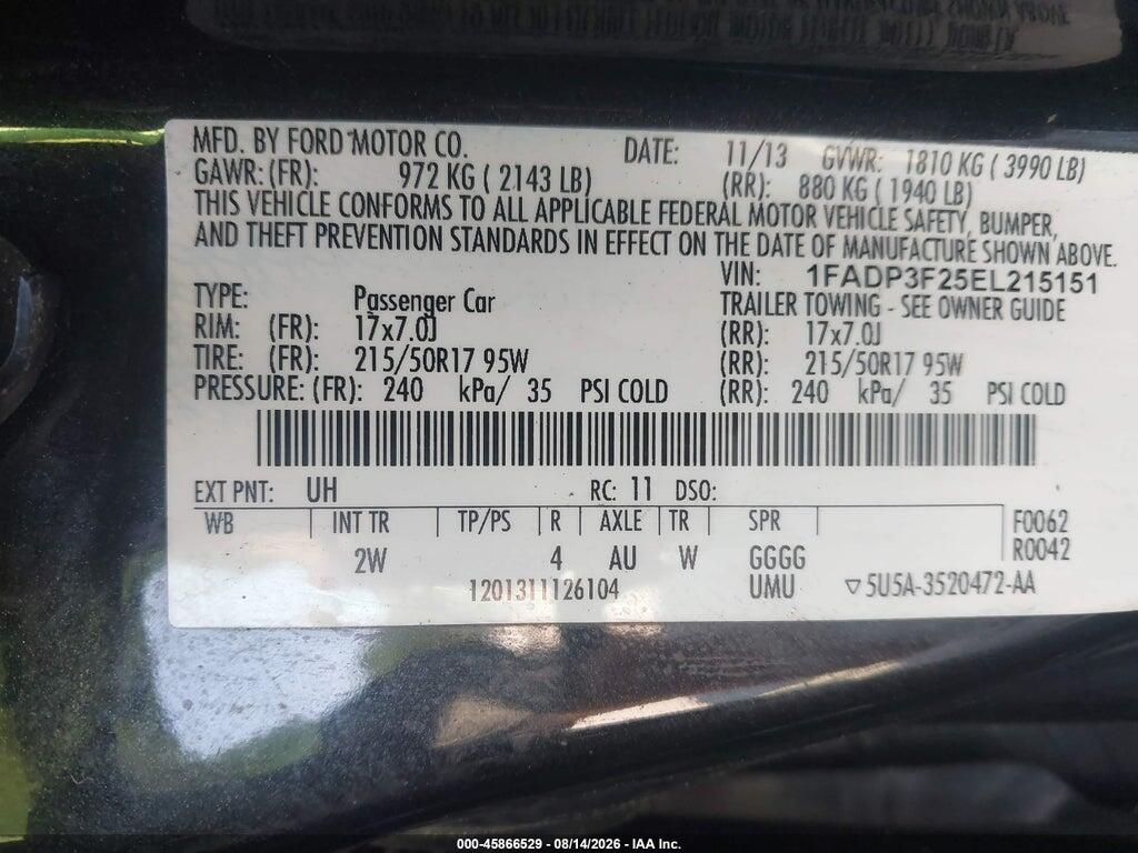 1FADP3F25EL215151 2014 FORD FOCUS photo no. 9