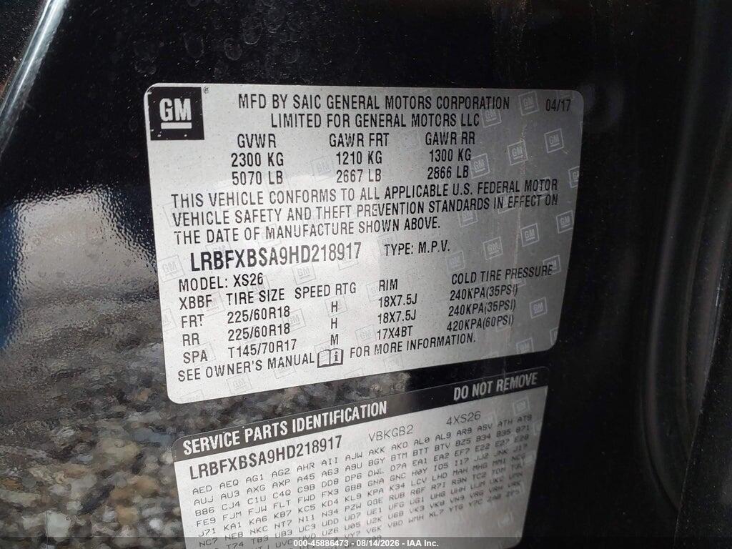 LRBFXBSA9HD218917 2017 BUICK ENVISION photo no. 9