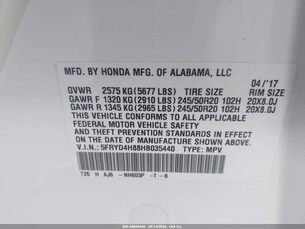 5FRYD4H88HB035440 2017 ACURA MDX photo no. 9