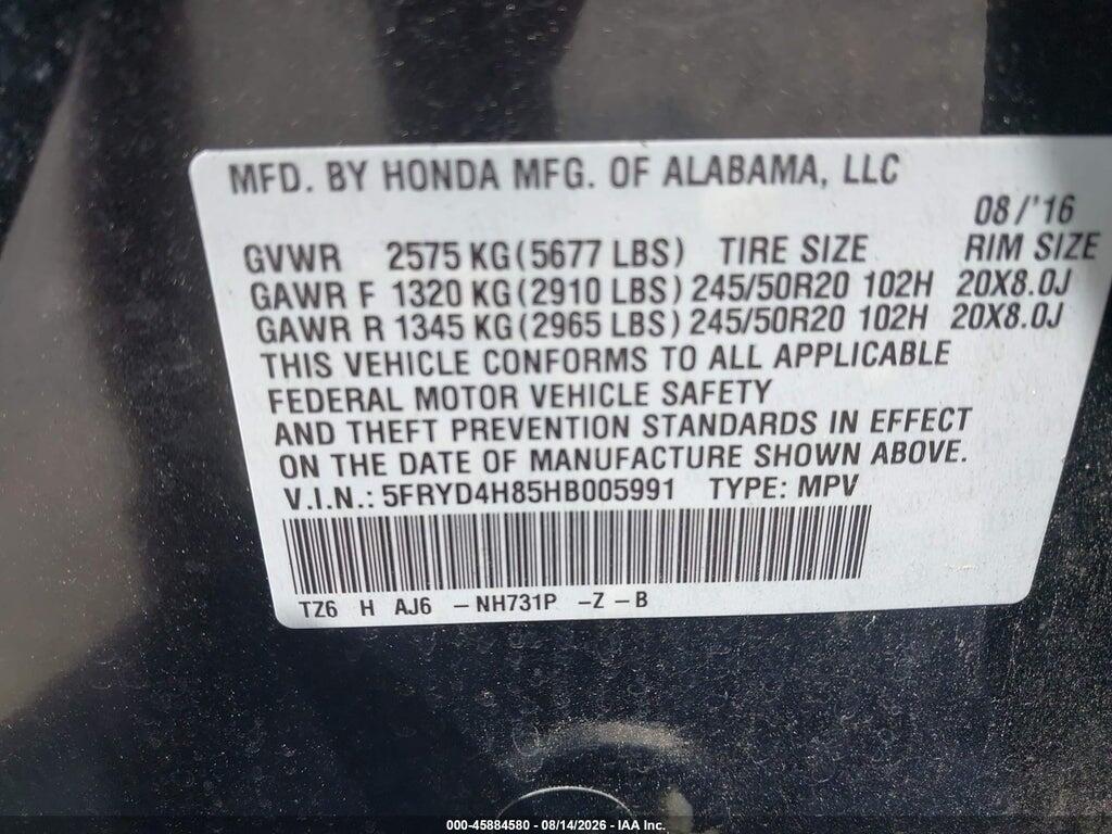 5FRYD4H85HB005991 2017 ACURA MDX photo no. 9