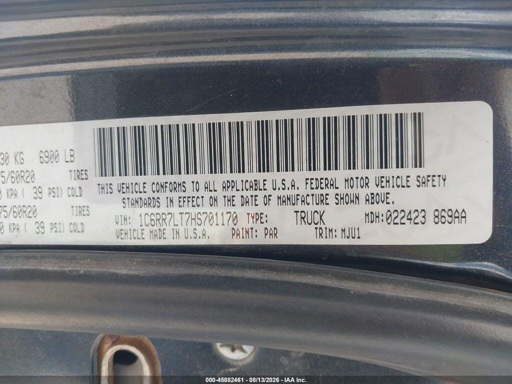 1C6RR7LT7HS701170 2017 RAM 1500 photo no. 9