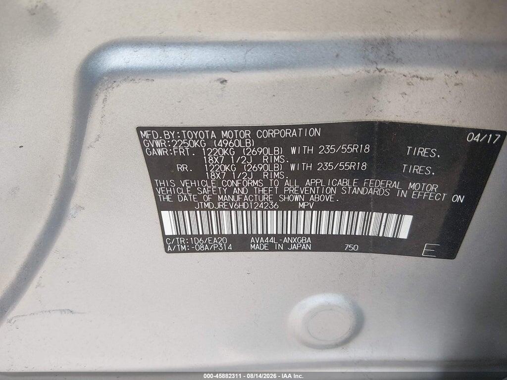 JTMDJREV6HD124236 2017 TOYOTA RAV4 HYBRID photo no. 9