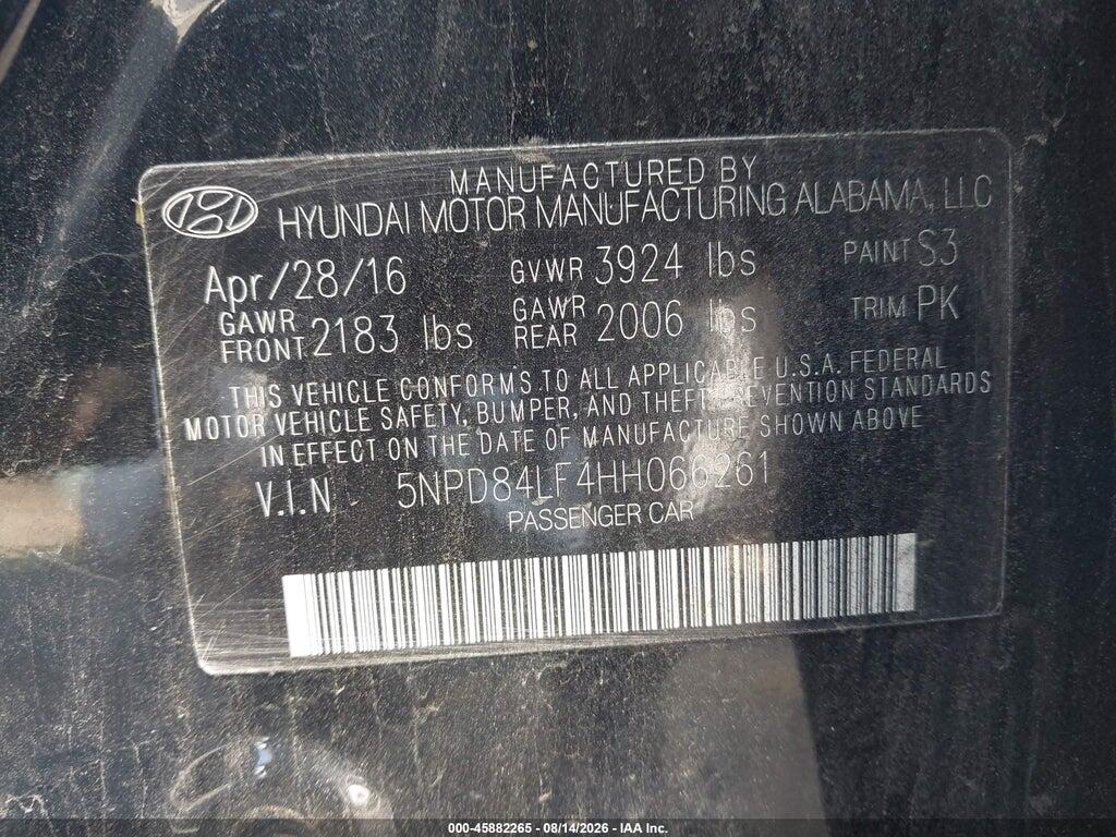 5NPD84LF4HH066261 2017 HYUNDAI ELANTRA photo no. 9