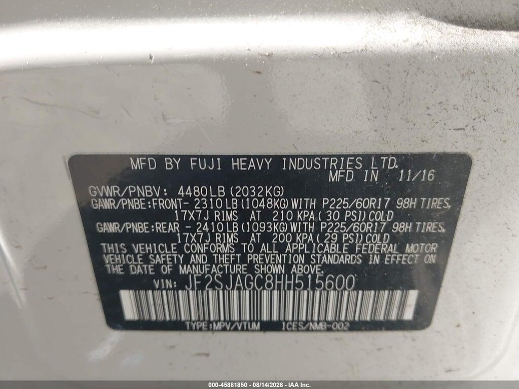 JF2SJAGC8HH515600 2017 SUBARU FORESTER photo no. 9