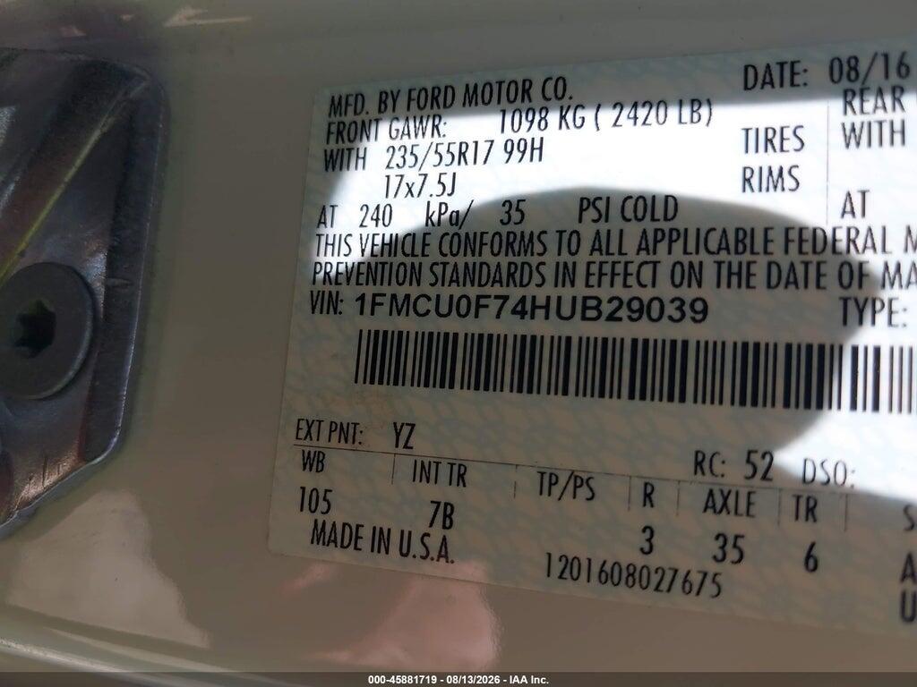 1FMCU0F74HUB29039 2017 FORD ESCAPE photo no. 9