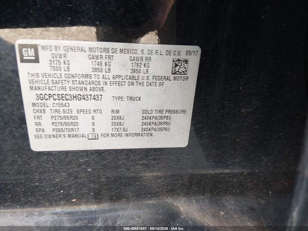 3GCPCSEC3HG437437 2017 CHEVROLET SILVERADO 1500 photo no. 9