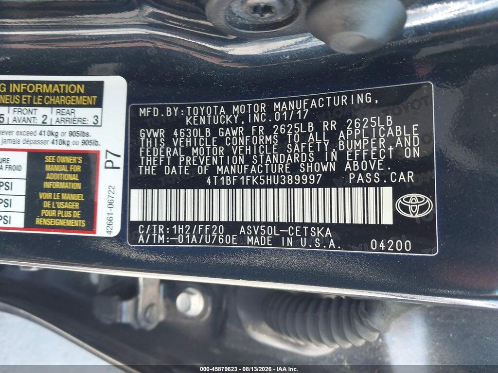 4T1BF1FK5HU389997 2017 TOYOTA CAMRY photo no. 9