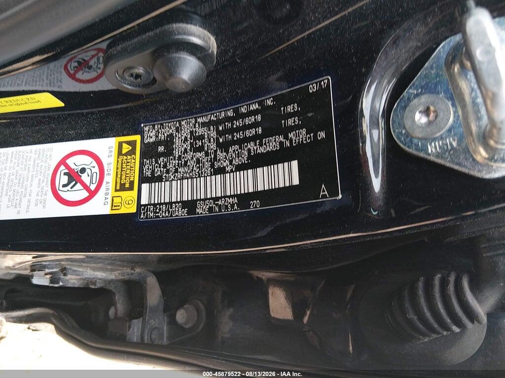 5TDKZRFH4HS513261 2017 TOYOTA HIGHLANDER photo no. 9