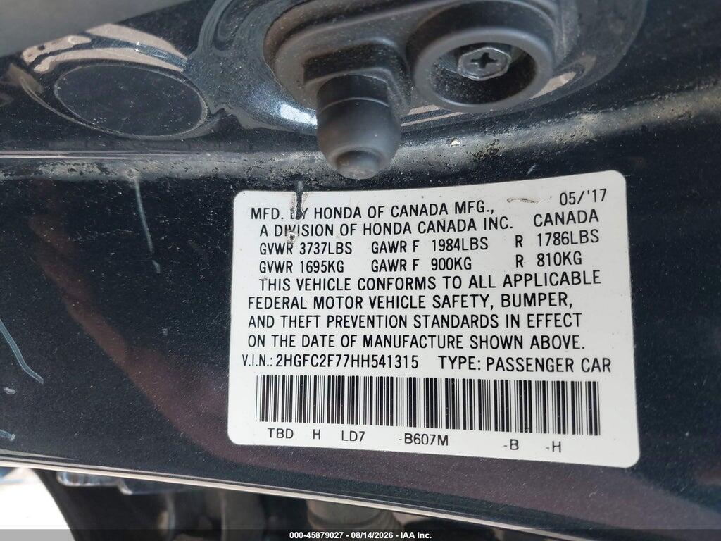 2HGFC2F77HH541315 2017 HONDA CIVIC photo no. 9