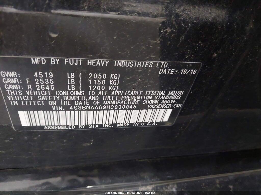 4S3BNAA69H3030045 2017 SUBARU LEGACY photo no. 9