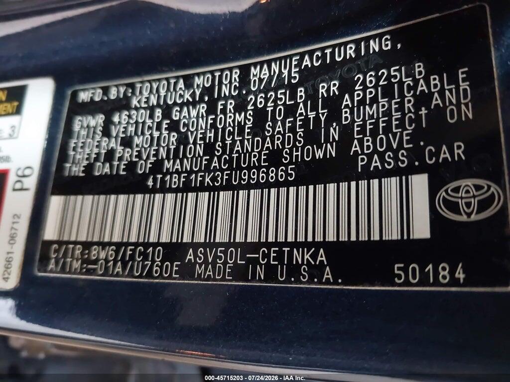 4T1BF1FK3FU996865 2015 TOYOTA CAMRY photo no. 9