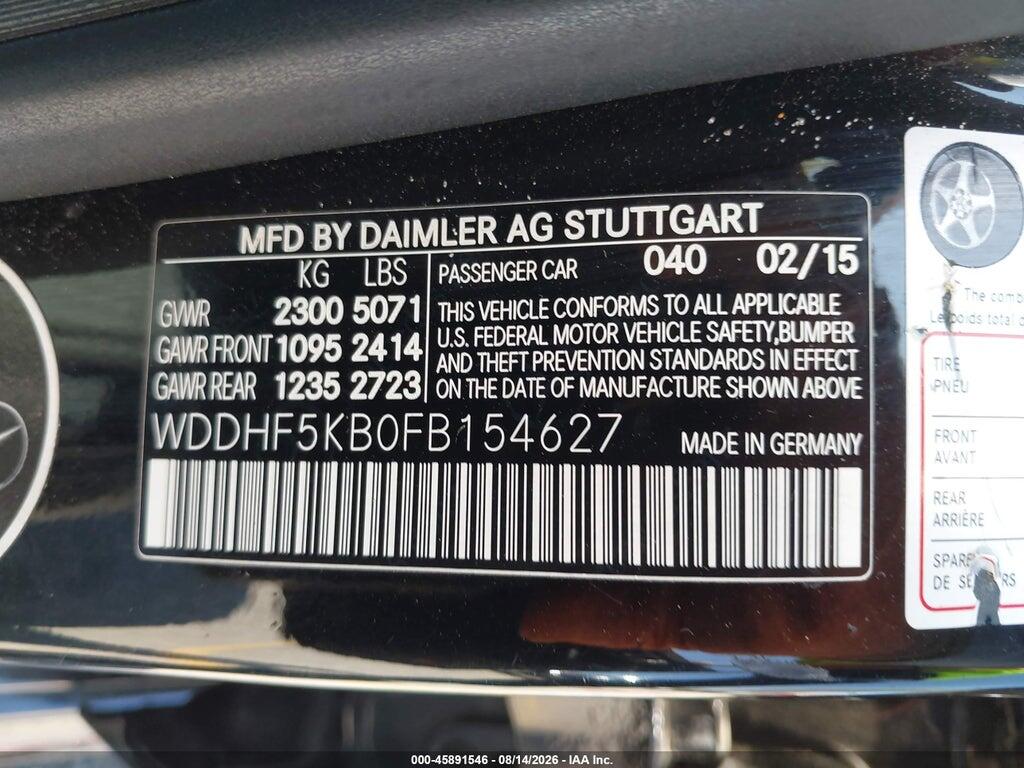 WDDHF5KB0FB154627 2015 MERCEDES-BENZ E 350 photo no. 9