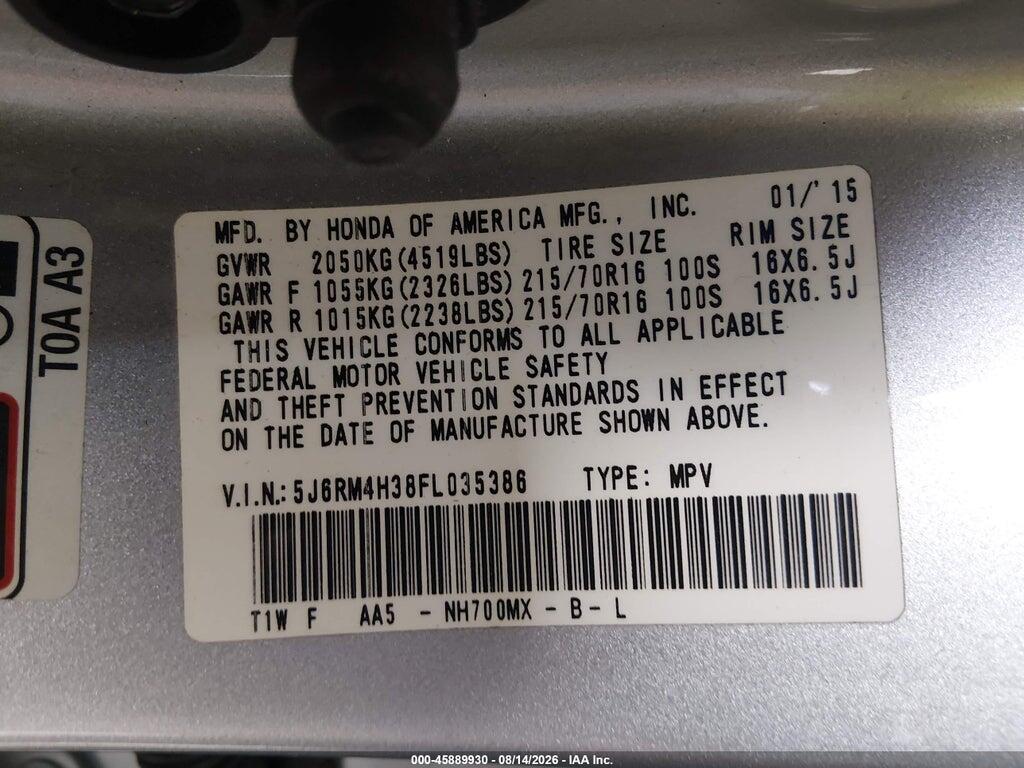 5J6RM4H38FL035386 2015 HONDA CR-V photo no. 9