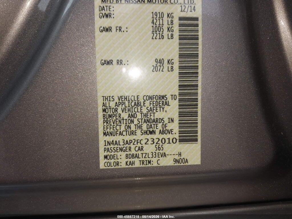 1N4AL3AP2FC232010 2015 NISSAN ALTIMA photo no. 9