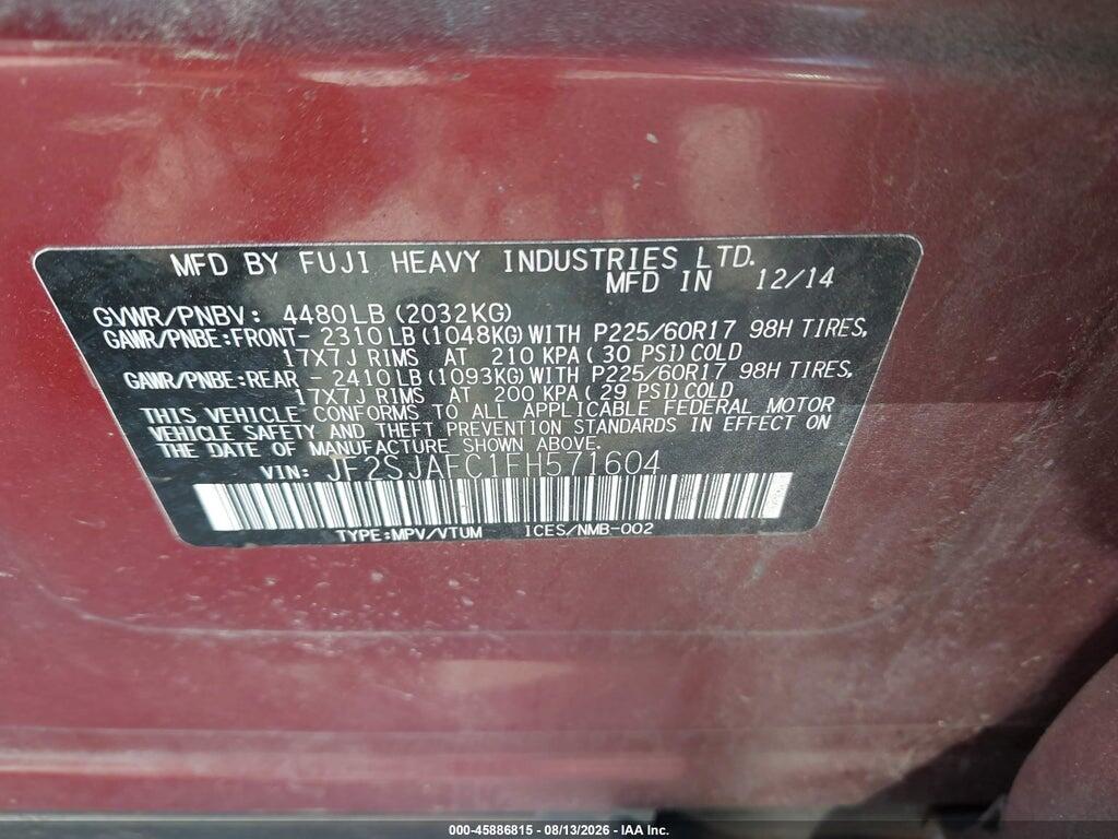JF2SJAFC1FH571604 2015 SUBARU FORESTER photo no. 9