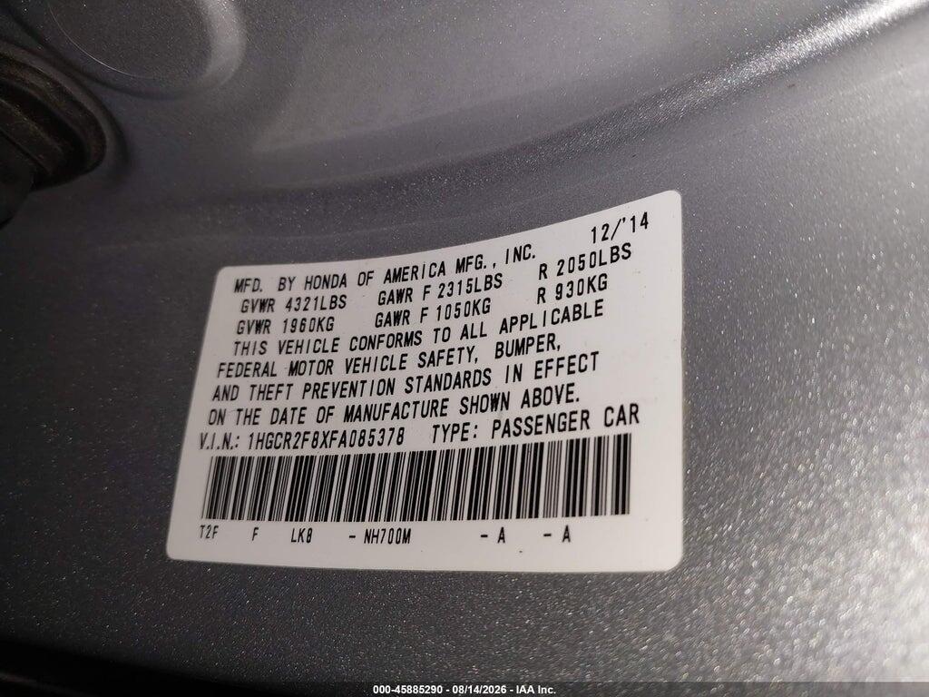 1HGCR2F8XFA085378 2015 HONDA ACCORD photo no. 9