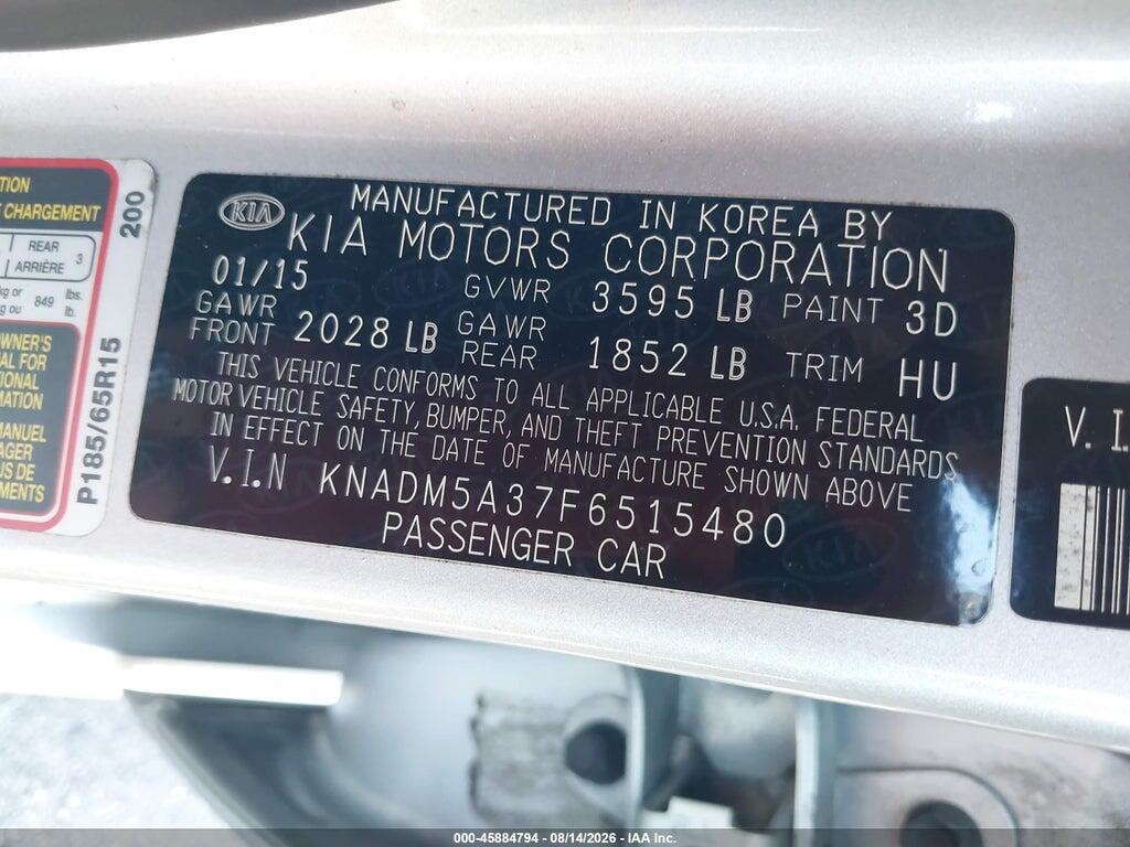 KNADM5A37F6515480 2015 KIA RIO photo no. 9