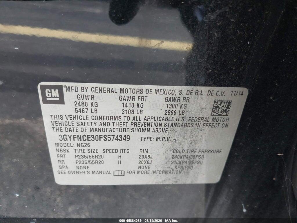 3GYFNCE30FS574349 2015 CADILLAC SRX photo no. 9