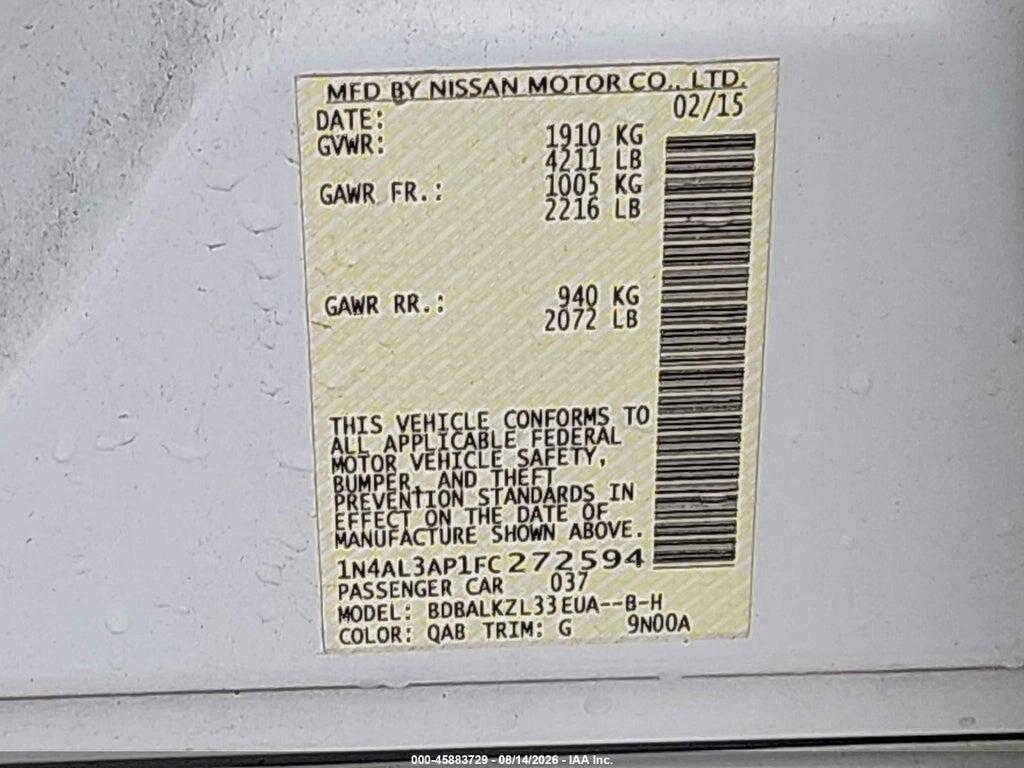 1N4AL3AP1FC272594 2015 NISSAN ALTIMA photo no. 9