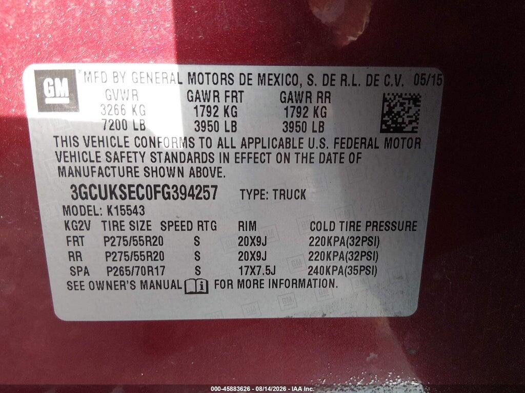 3GCUKSEC0FG394257 2015 CHEVROLET SILVERADO 1500 photo no. 9