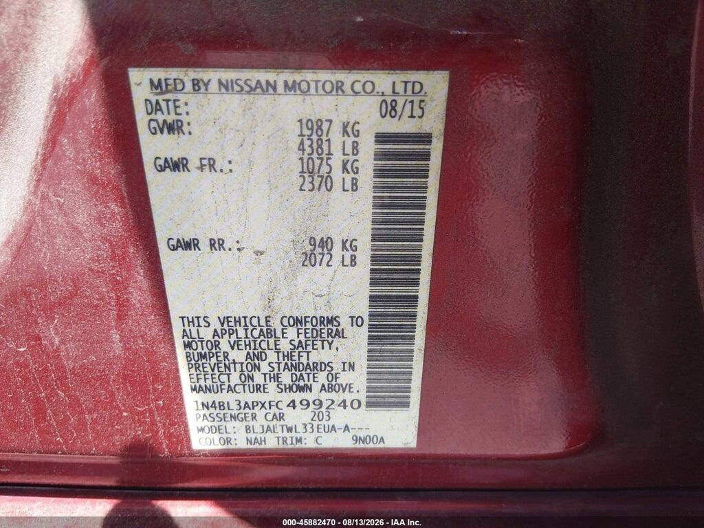 1N4BL3APXFC499240 2015 NISSAN ALTIMA photo no. 9