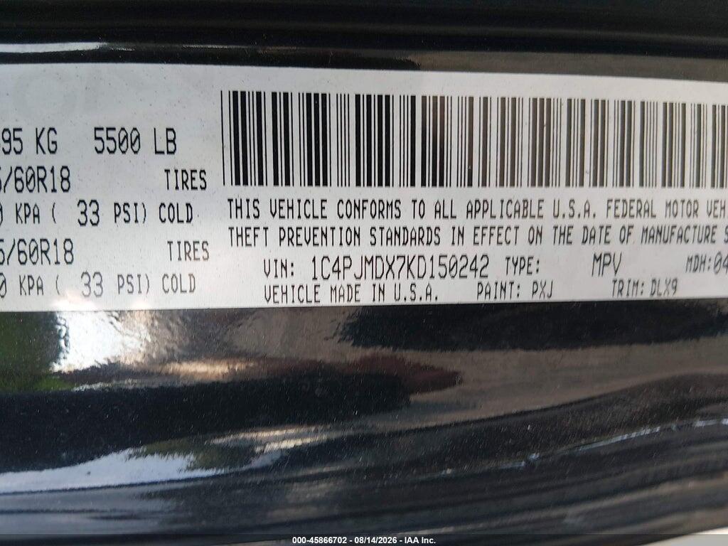 1C4PJMDX7KD150242 2019 JEEP CHEROKEE photo no. 9