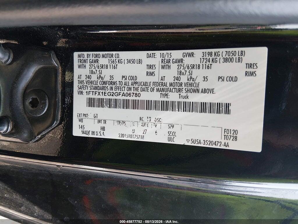 1FTFX1EG2GFA06780 2016 FORD F-150 photo no. 9