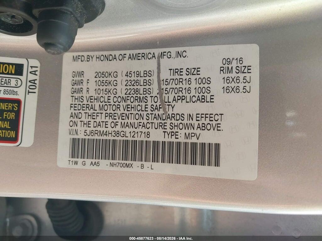 5J6RM4H38GL121718 2016 HONDA CR-V photo no. 9