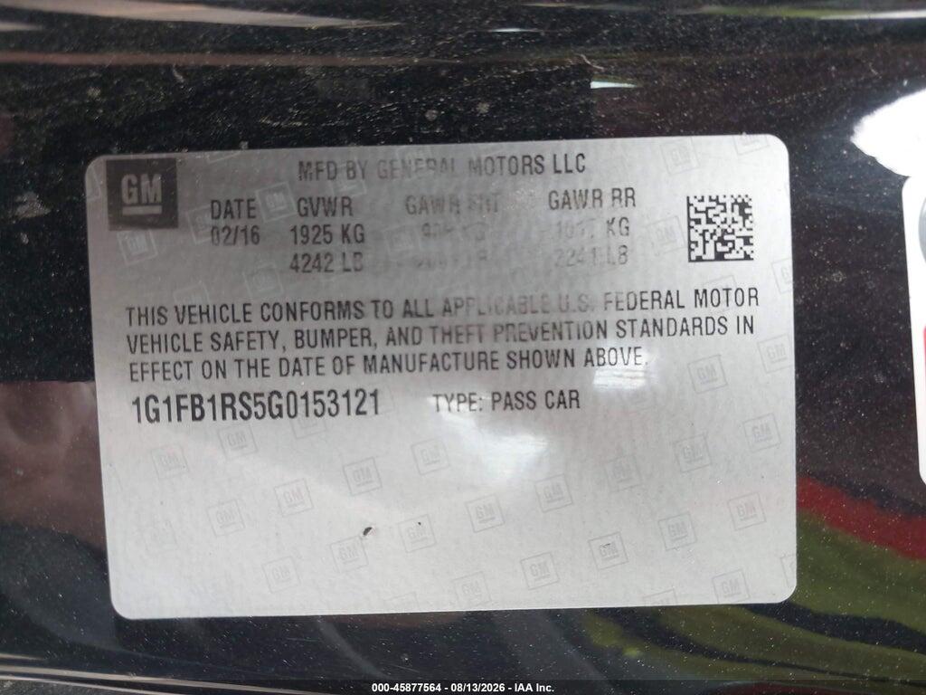 1G1FB1RS5G0153121 2016 CHEVROLET CAMARO photo no. 9