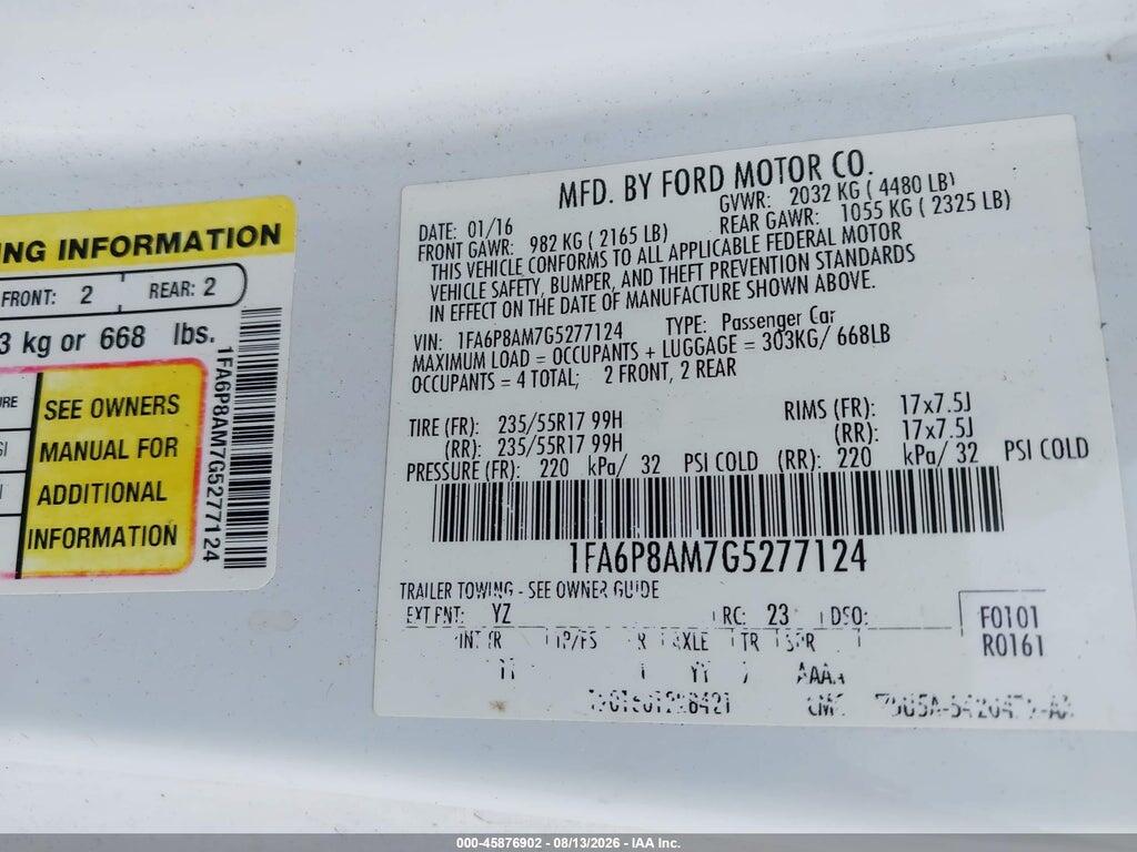 1FA6P8AM7G5277124 2016 FORD MUSTANG photo no. 9