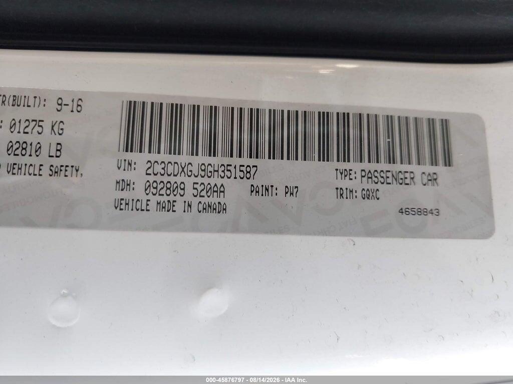2C3CDXGJ9GH351587 2016 DODGE CHARGER photo no. 9