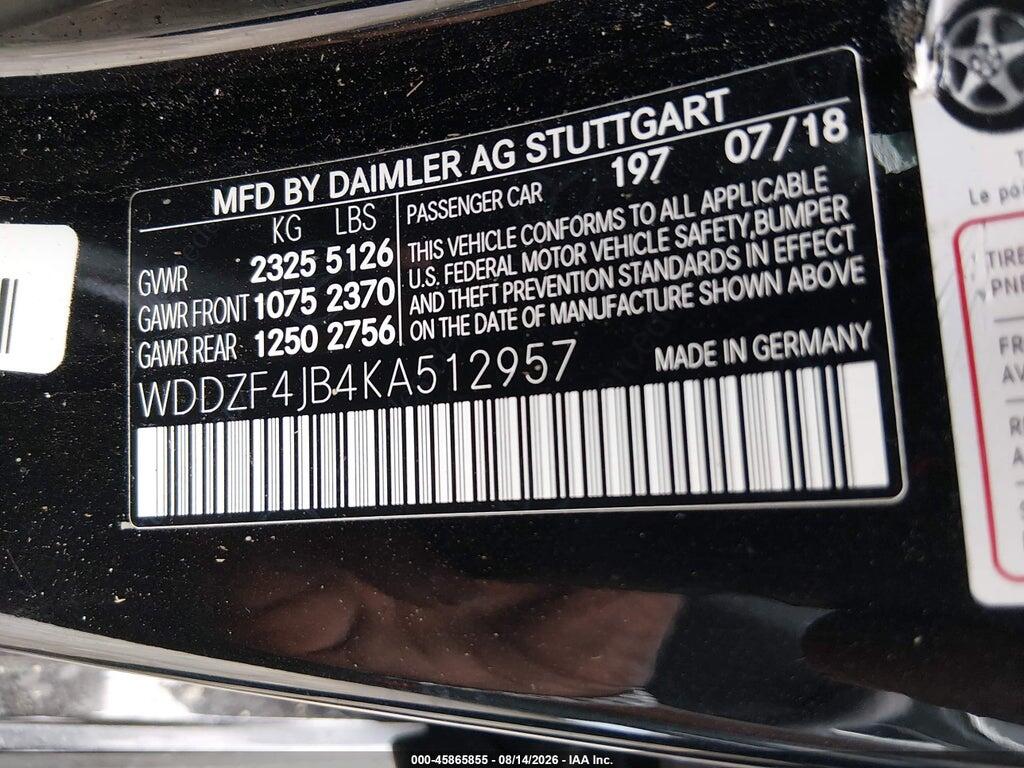 WDDZF4JB4KA512957 2019 MERCEDES-BENZ E 300 photo no. 9