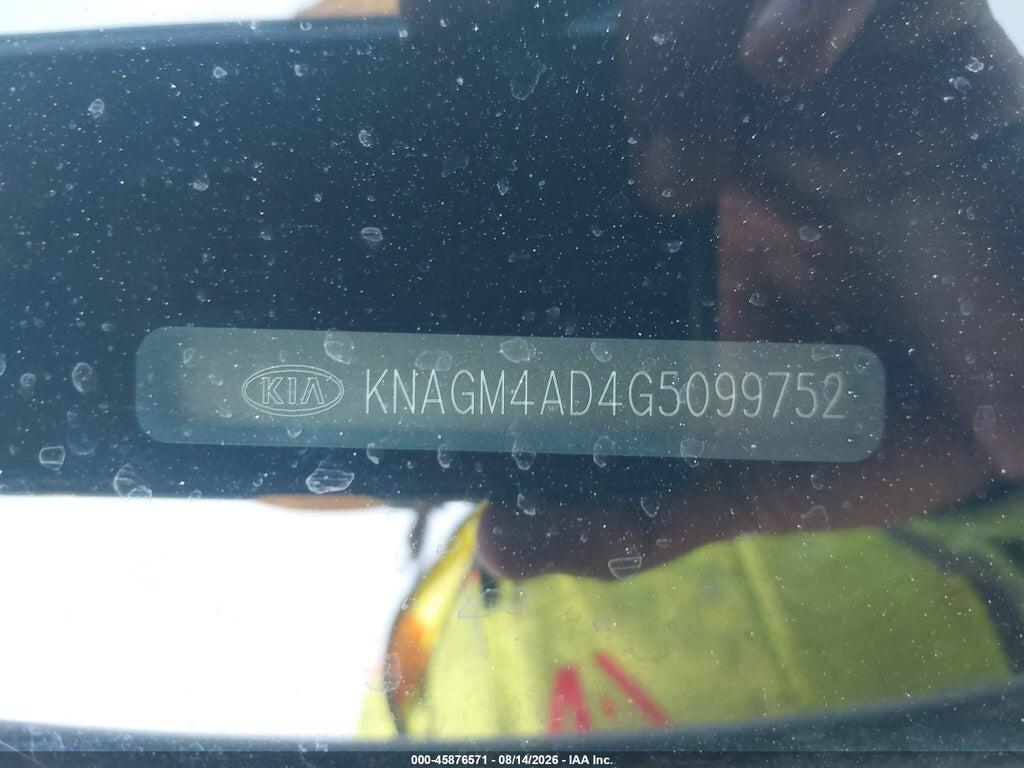 KNAGM4AD4G5099752 2016 KIA OPTIMA HYBRID photo no. 9