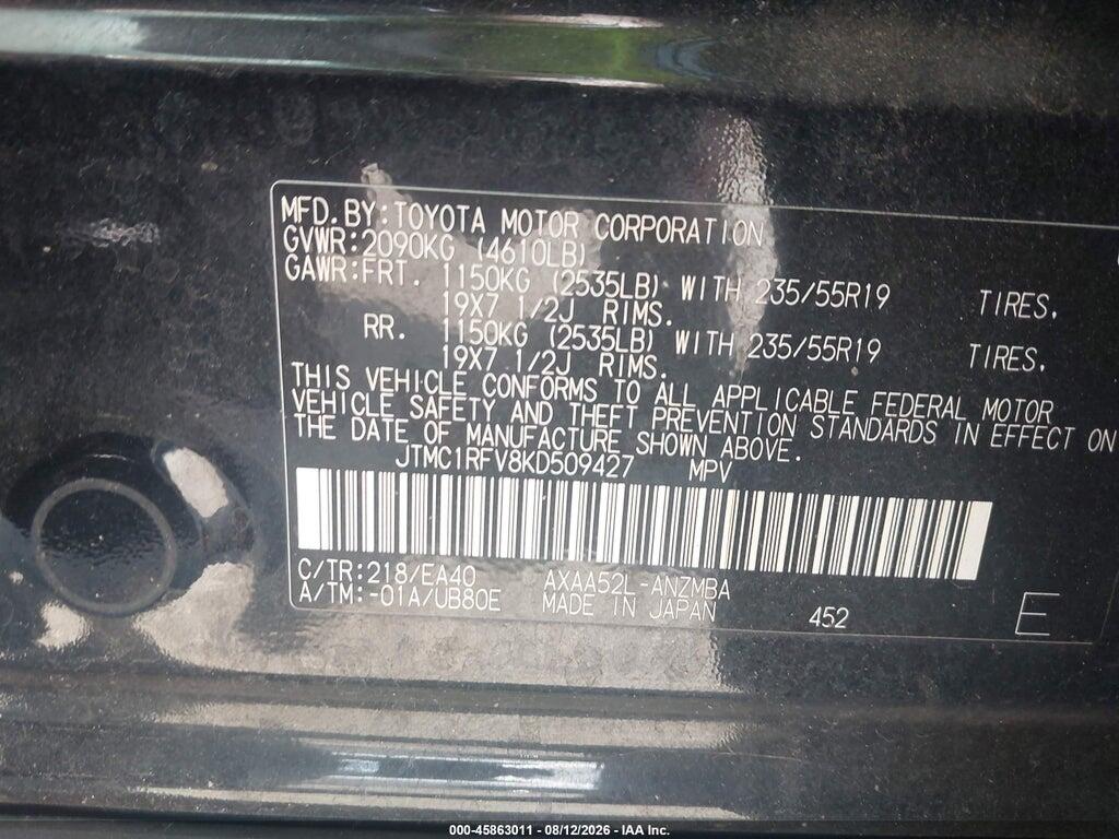 JTMC1RFV8KD509427 2019 TOYOTA RAV4 photo no. 9