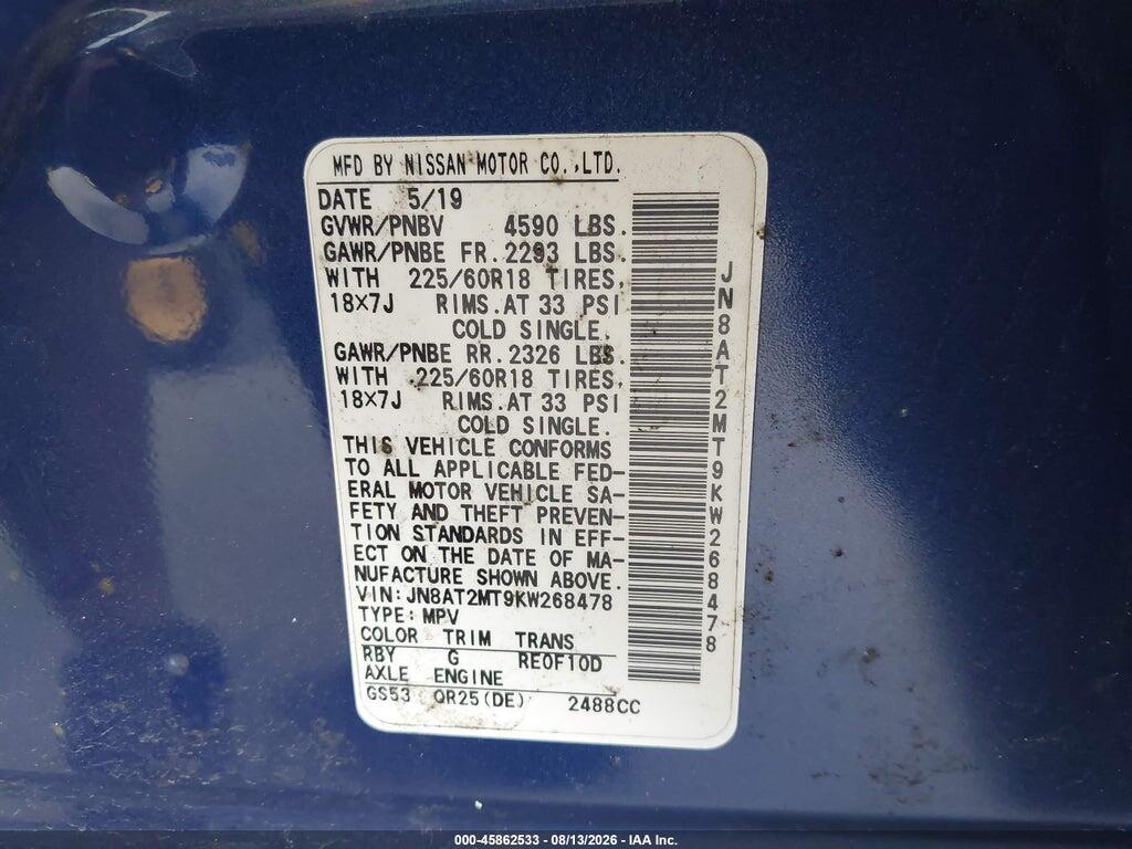 JN8AT2MT9KW268478 2019 NISSAN ROGUE photo no. 9