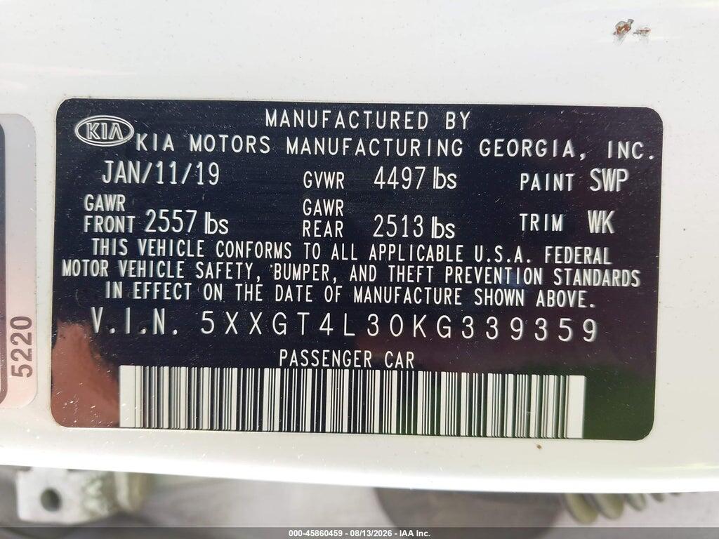 5XXGT4L30KG339359 2019 KIA OPTIMA photo no. 9