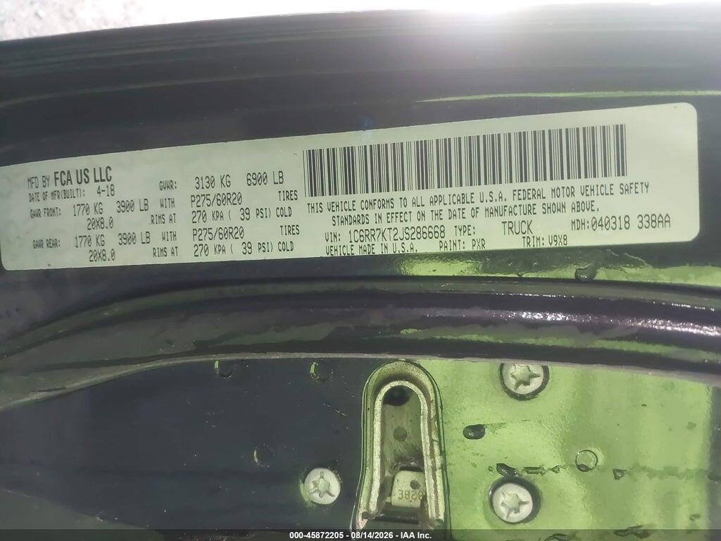 1C6RR7KT2JS286668 2018 RAM 1500 photo no. 9